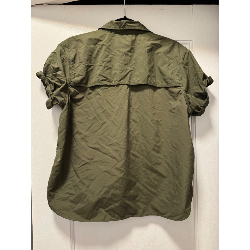 Eddie Bauer Travex Womens XL Olive Green Short Sleeve Hiking Button Up Shirt - Picture 2 of 4